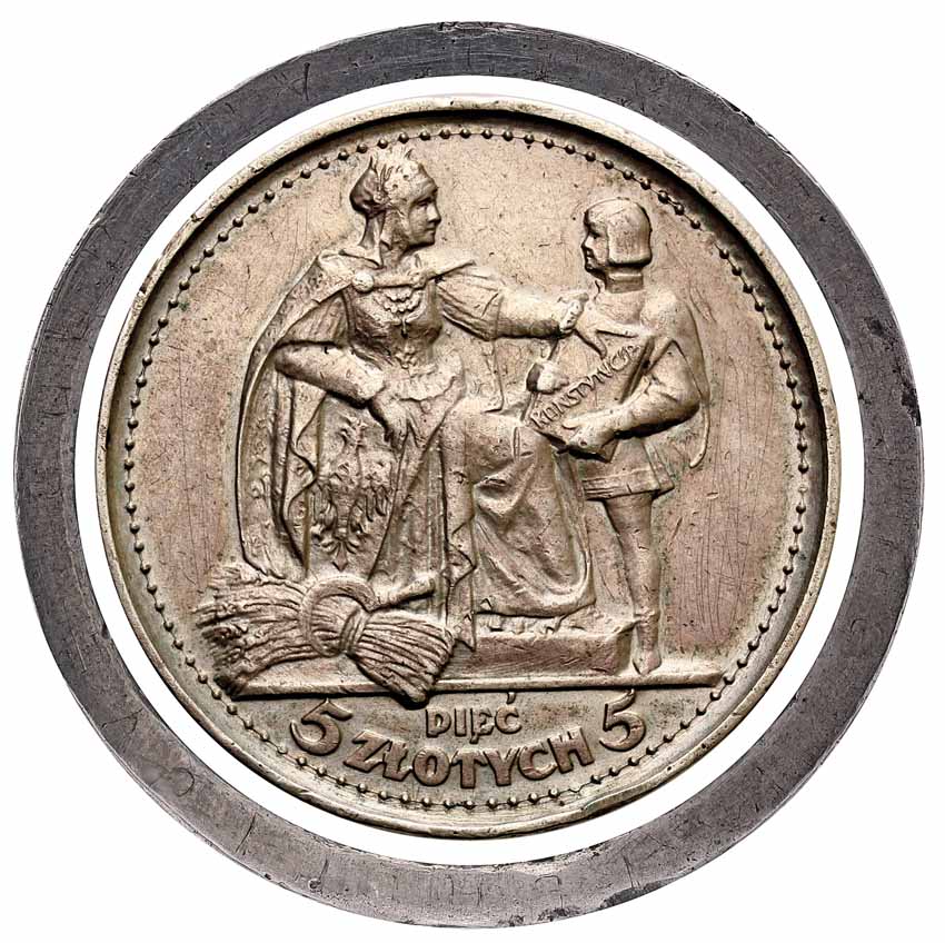II RP 5 złotych 1925, Konstytucja 100 perełek, srebro, stempel głęboki z kolekcji Włodzimierza Głuchowskiego